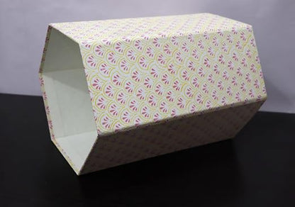 3.3 Gallon Cotton Hand Block Printed Paper Waste Basket |Small Decorative Trash Can for Housewarming Gifts in Living Room, Bedroom, Bathroom | Eco-Friendly, Plastic-Free (1, Small Yellow Pink)