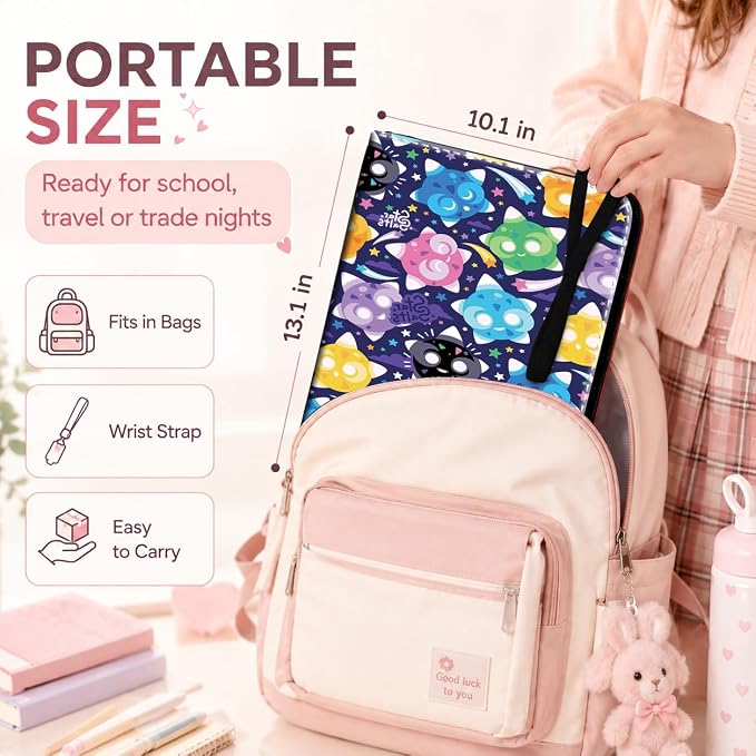 1008 Cute Card Binder 9 Pocket, 3-Ring Trading Card Binder with 56 Page Removable Sleeves, High Storage Waterproof Trading Card Holder Collection Card Album Organizer Case for TCG Cards - Cute