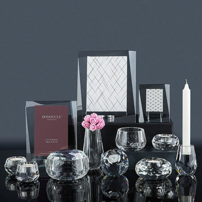 Donoucls Crystal Flower Vases Decorations 6" for Home Wedding Christmas or Gift - Clear with Gift Box