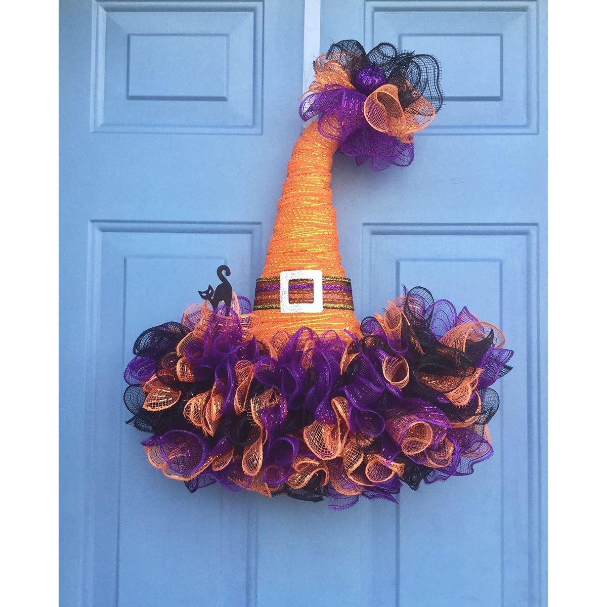 Cieovo 4 Roll Poly Mesh Ribbon, Black Purple Orange Wired Edge - 10 Inch x 30 ft for Halloween Craft Wreaths