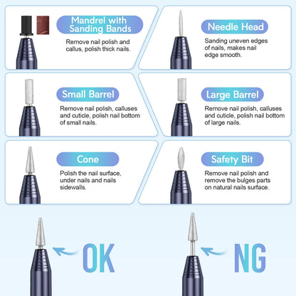 20000RPM Electric Nail Drill Compact Portable Efile Professional Manicure Pedicure Nail File Drill Kit for Acrylic, Gel Nails and Home Salon Use
