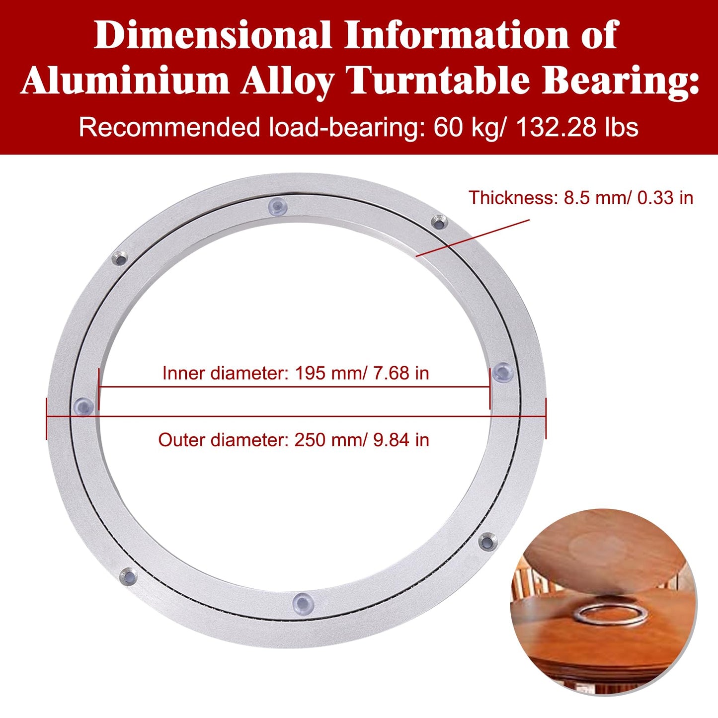 Aluminum Alloy Turntable Bearing 10" Heavy Duty Swivel Turntable Lazy Susan Rotating Bearing Turntable Round Dining Table Swivel Plate for Kaleidoscopes Tabletop Serving Trade Show Displays