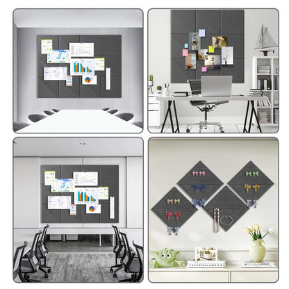 Large Cork Board for Walls 48"x 36", 12 Pack Felt Wall Tiles with Safe Removable Adhesive Tabs, Cork Board for Office,Pinboard Bulletin Board - Dark Grey