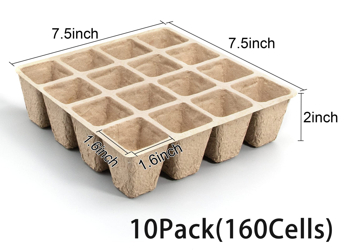 SYITCUN 160 Cells Seedling Starter Trays,10 Pack Starter Trays for Planting Seeds,Biodegradable Seed Starter Peat Pots,Bonus 100 Plant Labels,2 Transplanting Tools,1 Spray Bottle