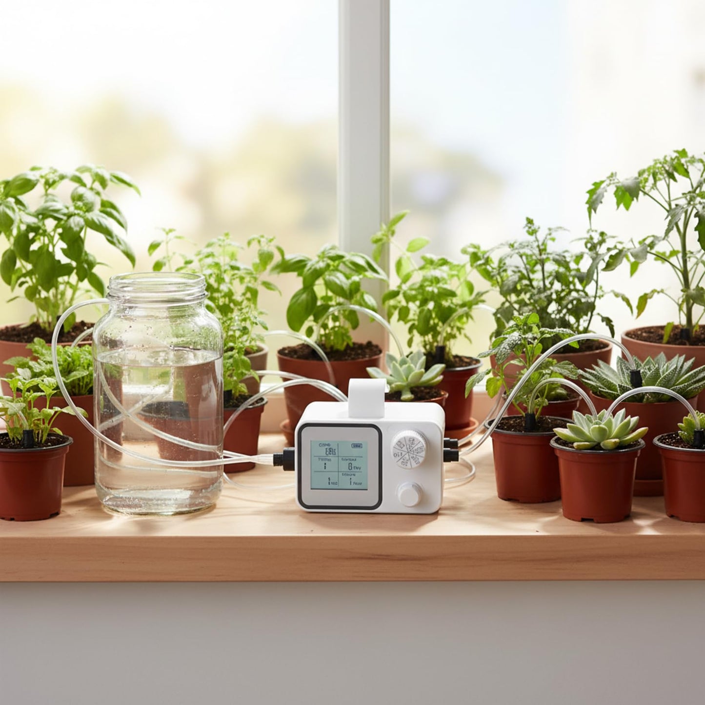 Automatic Watering System Programmable Plant Watering Devices with LCD Display for Indoor Houseplants Smart Drip Irrigation Kit Supports Up to 15 Plants