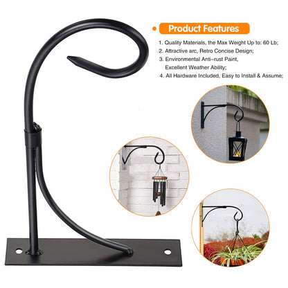 Iron Hanging Basket Brackets, 2 Pcs 11 Inch Durable Weather-Resistant Outdoor Plant Hooks for Hanging Plant Lantern Windchime Birdhouse Metal Sign Fruit Bracket, Screw Included