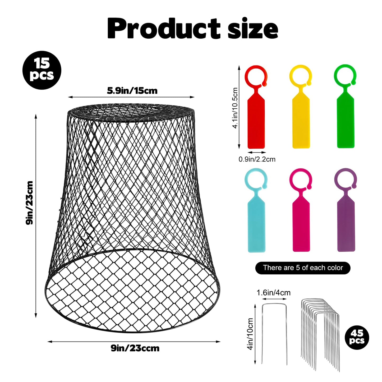 Hlimior 15 Sets of Chicken Wire Cloche Plant Covers Garden Netting, Heavy Duty Chicken Wire Plant Covers Protectors from Animals for Keeping Bunnies Chicken Squirrels Birds Other Out 9.13×9.13 in