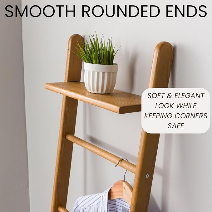 Solid Pine Wood Blanket Ladder for Living Room Bathroom Organizer Shelves, 7-Tier 5-Tier Freestanding Shelf, Freestanding Towel Rack Extra Storage, Wall-Leaning (Oak, Large)
