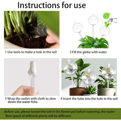OYSIR 3 PCS Top-Fill Self Watering Globes, Automatic Plant Watering Devices, Transparent Self Watering Planter Insert, Durable Clear Glass Aqua Bulbs for Indoor, Ball Shape, & Funnel