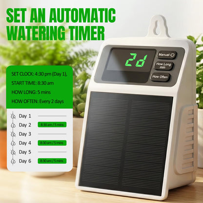 Solar Automatic Drip Irrigation System, Auto Self Watering Kit, Solar Powered Watering Device with Timer for Pots Plants, Indoor/Outdoor Irrigation System for Garden, Balcony & Patio Watering System