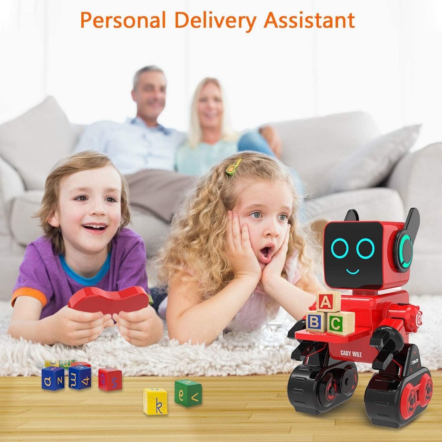HBUDS Robots for Kids, Remote Control Robot Toy Intelligent Interactive LED Light Speaks Dance Moves Built-in Coin Bank Programmable Rechargeable RC Robotic Kit (Red)