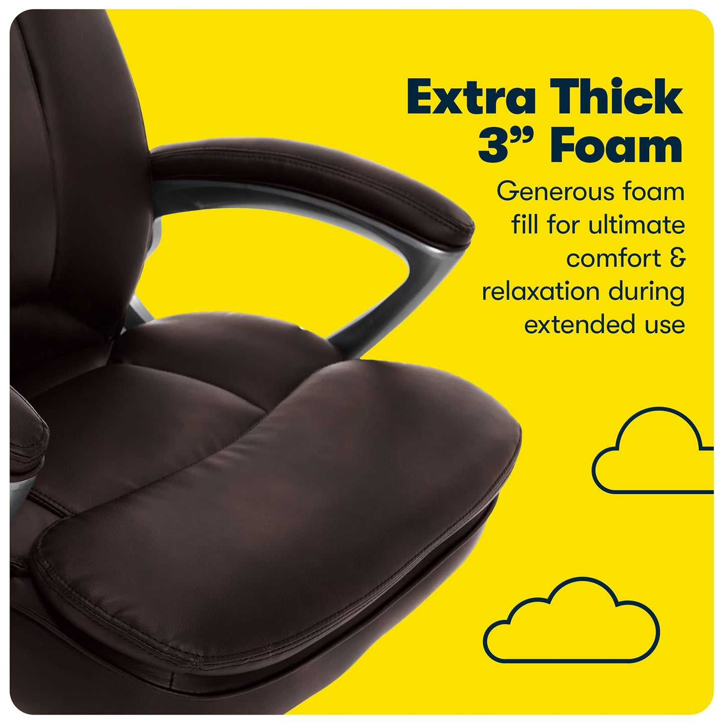 Serta Fairbanks Big and Tall High Back Executive Office Chair, Ergonomic Gaming Computer Chair with Layered Body Pillows, Contoured Lumbar Zone, Brown