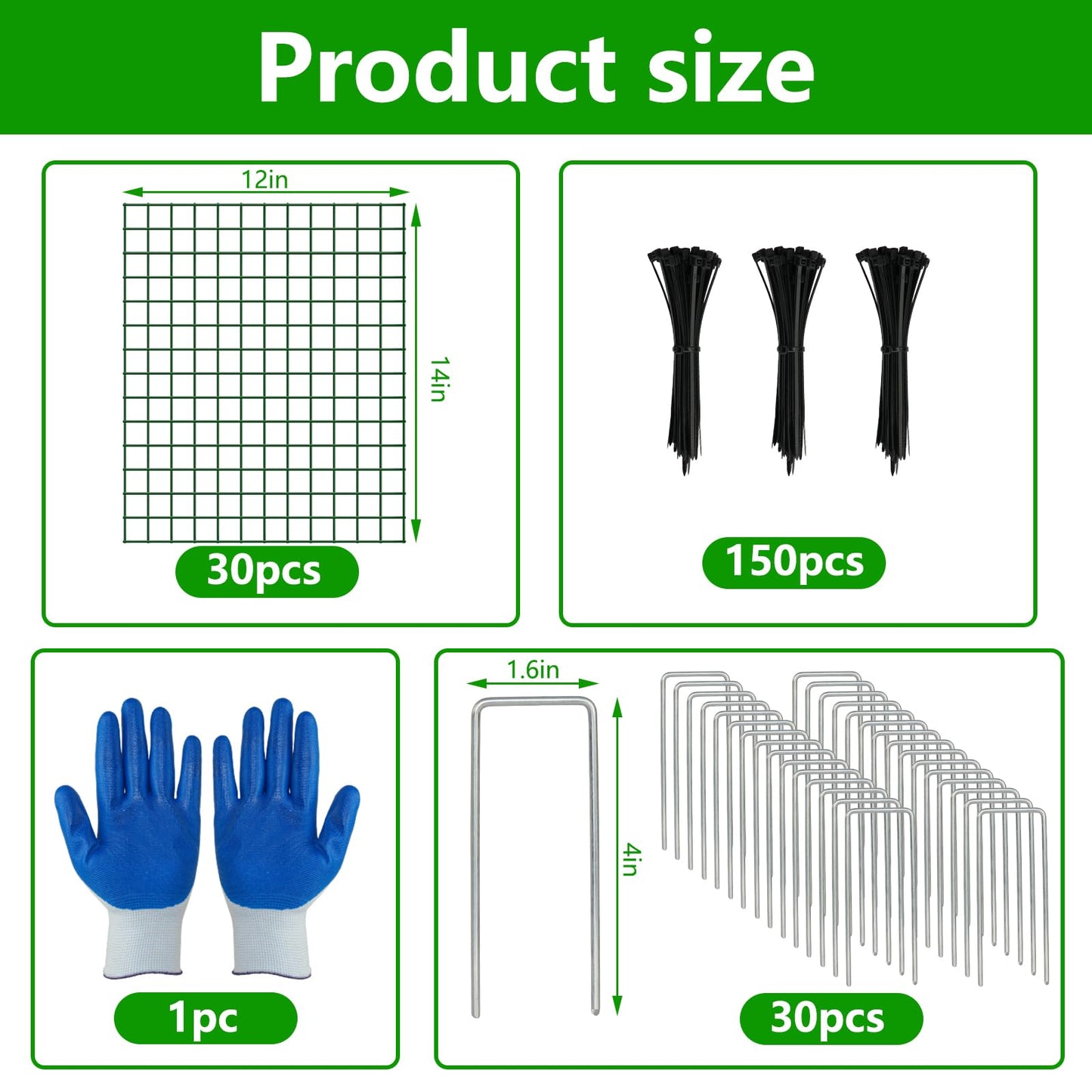 10 Pack Plant Protectors from Animals, 12''x14'' Metal Plant Cages for Outdoor Plants, Garden Plant Protector with Stakes & Zip Ties, Keep Rabbits Squirrels Out, Plant Cage for Flowers Vegetables