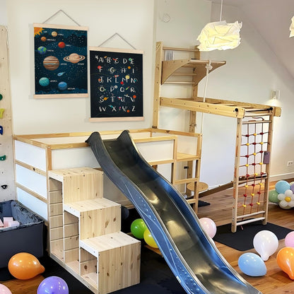 BearCake Nursery Playroom Classroom Toddler Space Solar System Alphabet Learning Kids Posters Wall Decor Art,Kids Room decor,12x16 Inch Set of 2