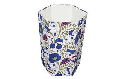 Generic 3.3 Gallon Cotton Hand Block Printed Paper Waste Basket |Small Decorative Trash Can for Housewarming Gifts in Living Room, Bedroom, Bathroom | Eco-Friendly, Plastic-Free (1, WHITE BLUE GREEN)