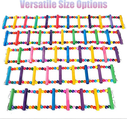 Bird Toys for Parrots Parrot Bridge, Swing Toys, and Ladders for Macaws, African Greys, Budgies, Cockatiels & Parakeets - Wooden Bird Ladder and Swing Toys for Play and Training (45Inch - 18 Ladders)