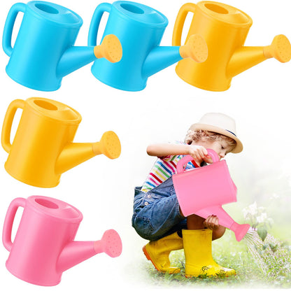 Meooeck 6 Pieces Plastic Watering Can for Kids Small Beach Toy Watering Can Toys for Childs Toddler Boys Girls Water Play Outdoor Gardening Play Time Practical Use, Yellow, Pink, Blue