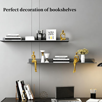 Prettidecor Gold Home Decor Thinker Statue Accents, Set of 3 Thinker Sculptures Office Decor Modern Abstract Resin Decoration on Shelf Table Desk for Living Room Office Bedroom (Gold, Large)