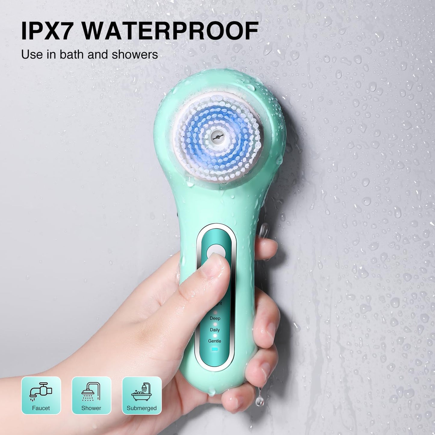 Face Scrubber Exfoliator,Facial Cleansing Brush Rechargeable IPX7 Waterproof with 5 Brush Heads,Electric Face Spin Brush for Exfoliating, Massaging and Deep Cleansing