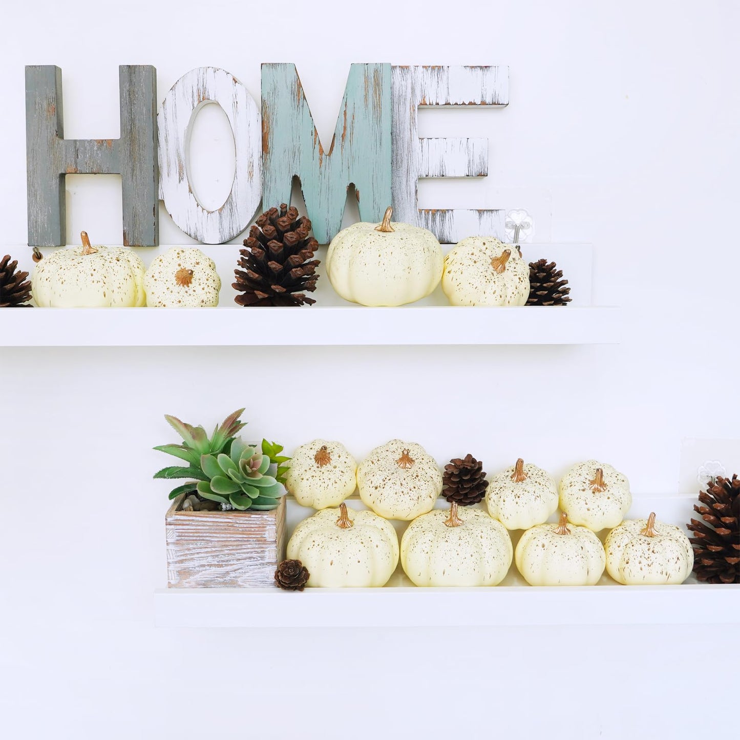 Winlyn 12 Pcs Assorted Harvest Cream Artificial Pumpkins Fall Decorative Pumpkins Small Faux Foam Pumpkins for Farmhouse Wedding Halloween Thanksgiving Baby Shower Table Centerpiece Mantel Décor