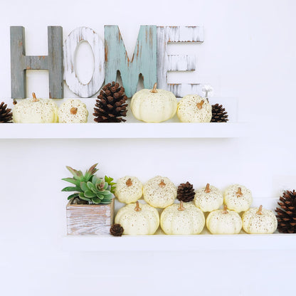 Winlyn 12 Pcs Assorted Harvest Cream Artificial Pumpkins Fall Decorative Pumpkins Small Faux Foam Pumpkins for Farmhouse Wedding Halloween Thanksgiving Baby Shower Table Centerpiece Mantel Décor