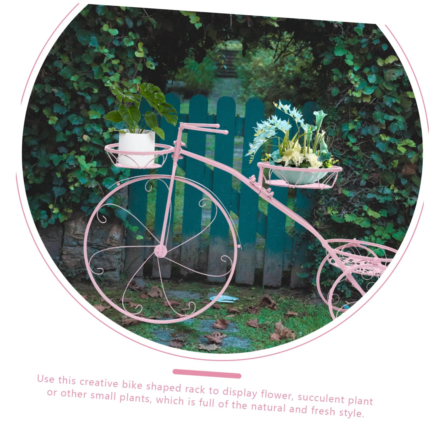 GANAZONO Creative Bicycle Plant Rack Multi-layer Flowerpot Stand for Home and Balcony Removable Iron Shelf Pink for Indoor and Outdoor Use