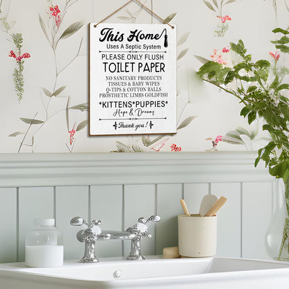 Toilet Wooden Sign, Back of Toilet Decor Septic Sign for Bathroom, Bathroom Wall Art Housewarming Gift for Women Men Coworker Friend-31