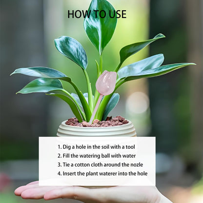 NovaPuff 2 Pcs Pink Tulip Self Watering Plant Globes,Glass Watering Bulbs Watering Spikes, Automatic Watering Devices for Indoor Plants/Travel Vacation