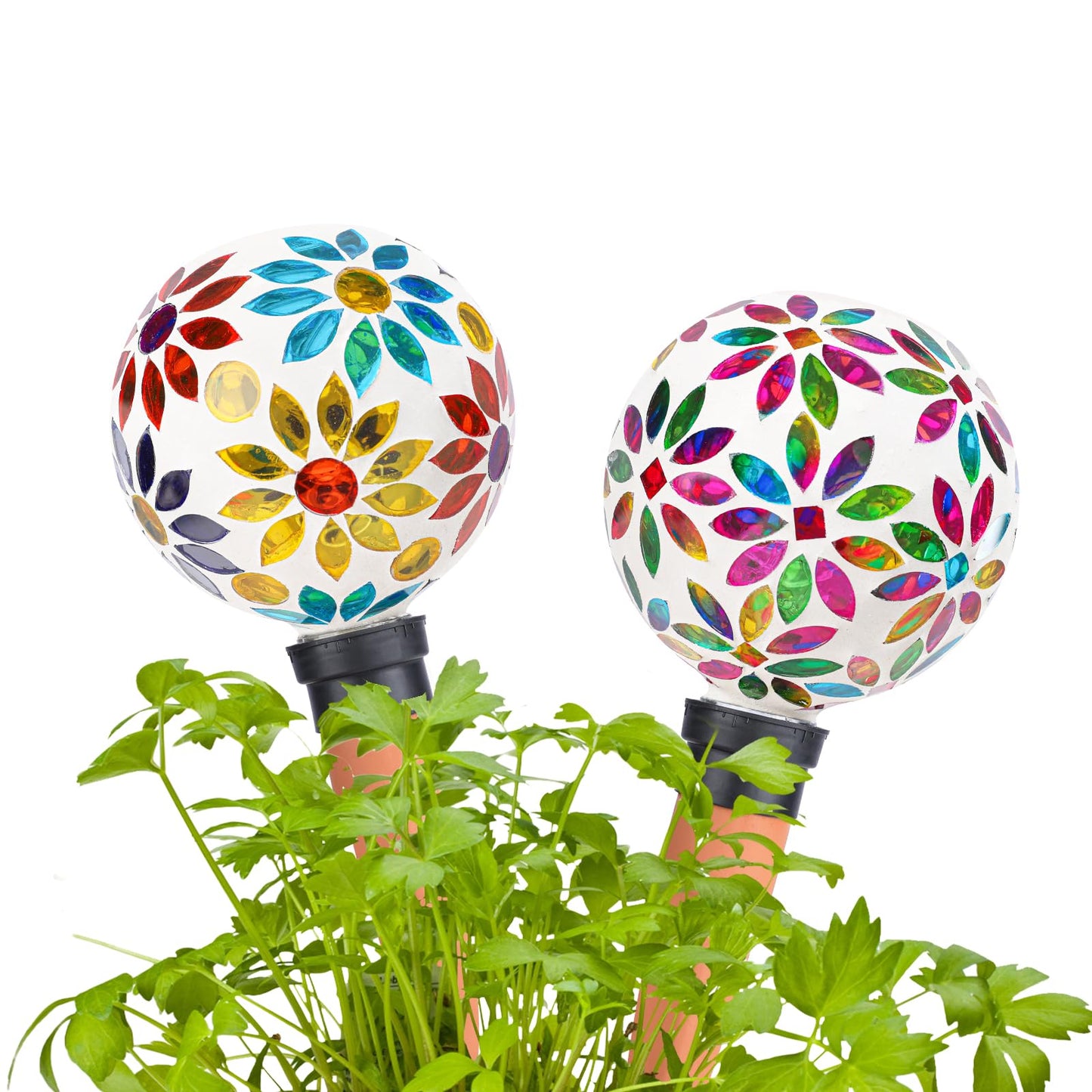 Chonsun Terracotta Watering Spikes Mosaic Watering Globes for Outdoor Plants 2 Pack Automatic Plant Waterer Watering Devices Water Bulbs