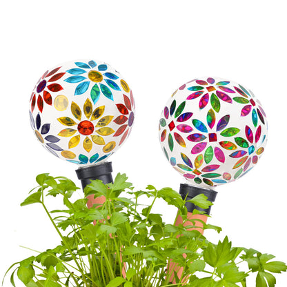 Chonsun Terracotta Watering Spikes Mosaic Watering Globes for Outdoor Plants 2 Pack Automatic Plant Waterer Watering Devices Water Bulbs