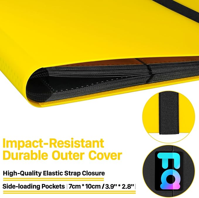 【2026】Trading Card Binder 9 Pocket, Premium Sports Collection Binder Game Cards Book with Sleeves Side Loading, Anti-open Strap Double Sided Waterproof 360 Card Folder