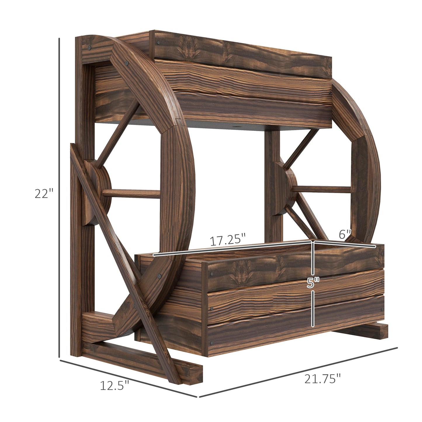 Outsunny 2-Tier Raised Garden Bed, Wooden Wagon Planter Boxes with Drainage Holes, for Vegetables Flowers Herbs, 22" x 13" x 22"