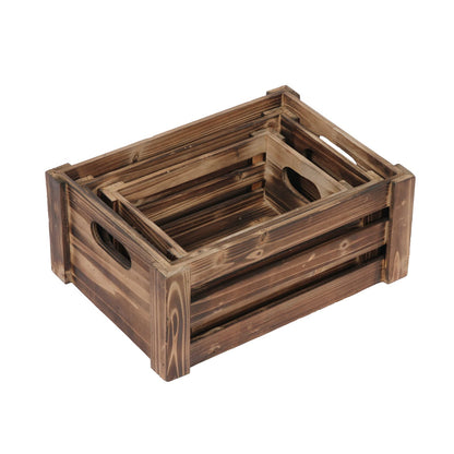 Sintosin Farmhouse Wooden Nesting Crates Decorative Set of 3, Distressed Crate for Display Rustic Home Decor, Wood Crate Basket for Storage with Handles Living Room Outdoor Christmas