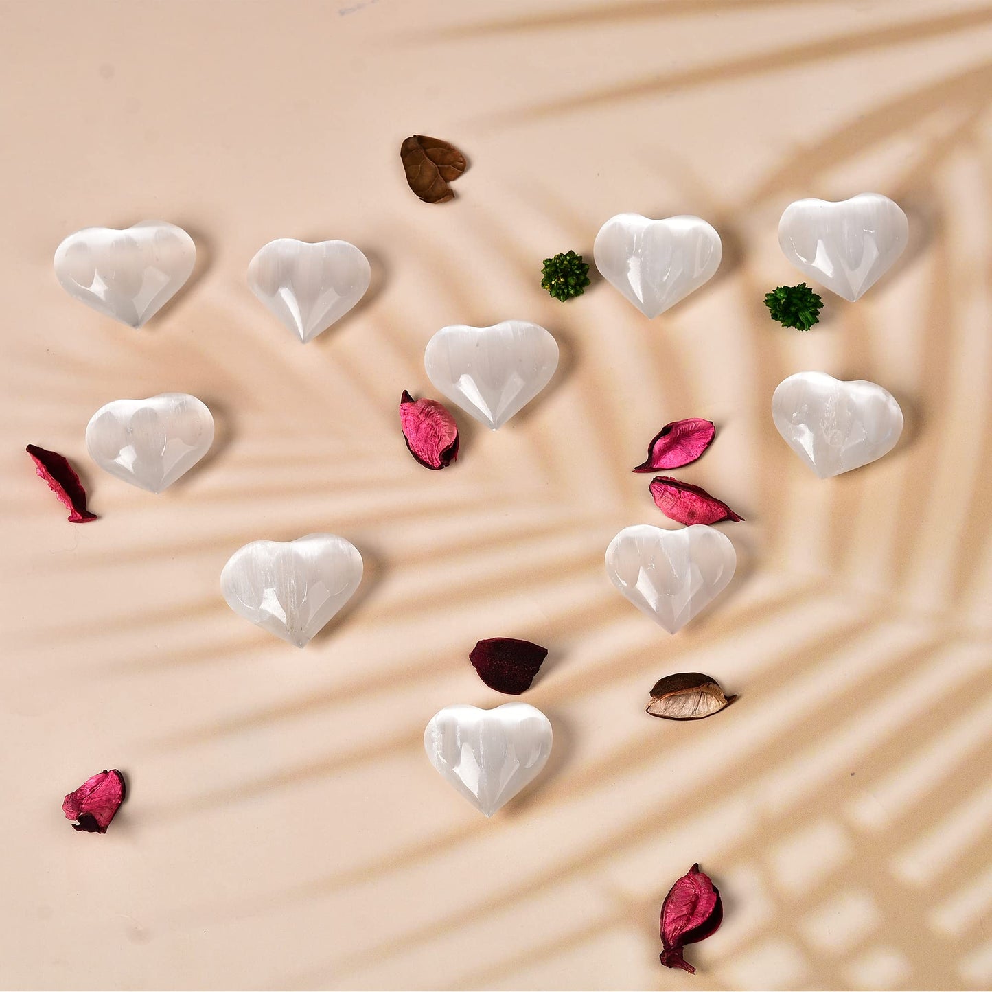 JIC Gem 1.4-1.6" Natural Unique White Selenite Heart Stone Healing Crystal Heart Rock Engraved Heart Decoration Heart Shape Crystal Set of 10 Wholesale Frome Morocco