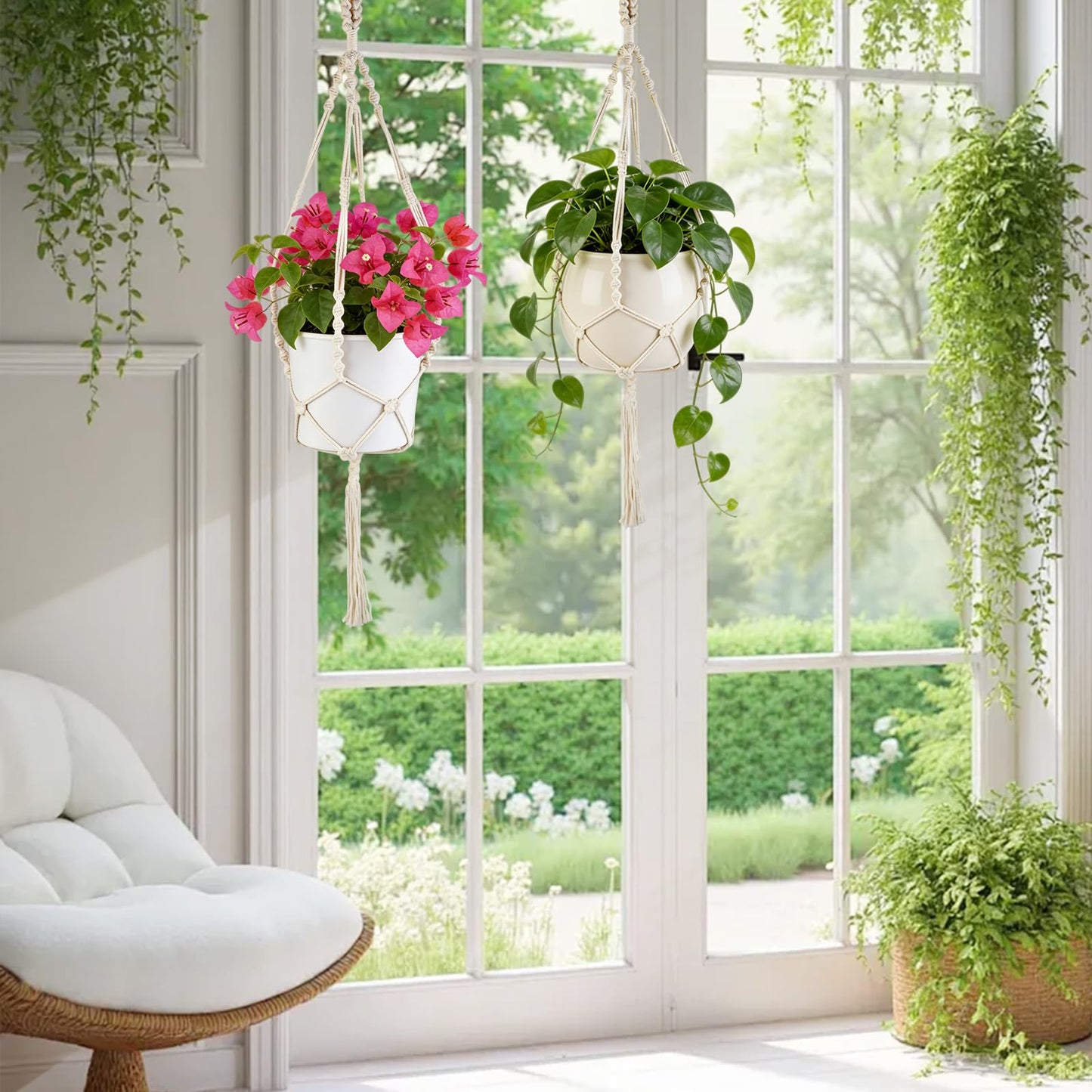 Oligei 2 Pack Macrame Plant Hanger, 34"/41" Hanging Planters for Indoor Plants, Strong Hanging Planter Holder with 2 Hooks (Pots Not Included)