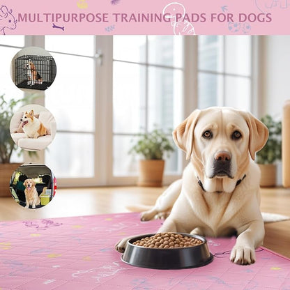 IEUUMLER Washable Pee Pads for Dogs, 2 Pack Non-Slip & Waterproof Pack Whelping Pad, Reusable Washable Puppy Potty Training Pad with Fast Absorbent for Playpen EU007 (Pink Dinosaur, 30"X20"-2pcs)