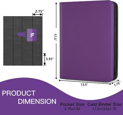 1000+ Pockets Trading Card Binder, 16 Pockets Trading Card Binder Ringless Side Loading Trading Card Album Folder for TCG,MTG,Sports Cards(Purple-1)