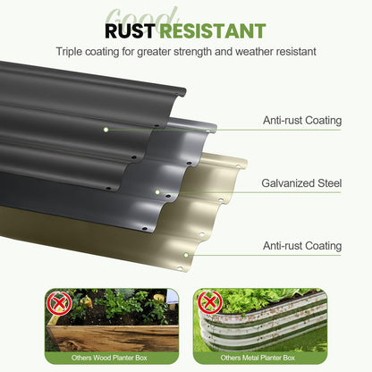 5-in-1 Adjustable Raised Garden Bed Kit | Galvanized Planter Boxes for Vegetables, Flowers | 12" Tall, Multiple Sizes (8x3x1ft, 9x2x1ft, 10x1x1ft, 6x5x1ft, 7x4x1ft) | Outdoor Metal Raised Bed, Grey