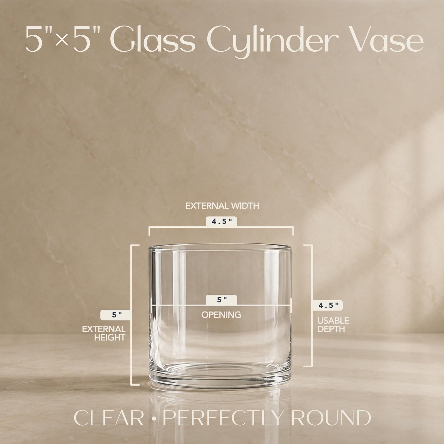 Royal Imports Flower Glass Vase Decorative Centerpiece for Home or Wedding - Cylinder Shape, 5"x5", Clear