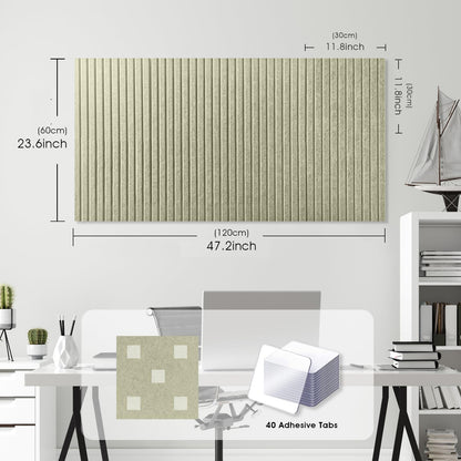 Large Cork Board for Office, 8 Pack Felt Wall Tiles with Slat Wall Paneling and Safe Removable Adhesive Tabs, Felt Bulletin Board Pin Board Cork Boards for Walls - Sage Green