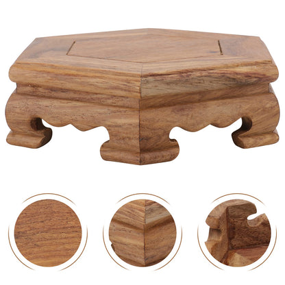 Cabilock Rosewood Base Decorative Flowerpot Stand 4.72 Inch Round Wooden Display Pedestal for Indoor Outdoor Plant Holder Home Garden Decor
