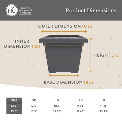 Accent Square Planter - The HC Companies 15.5-Inch Large Square Flower Box Planter for Indoor & Outdoor Flowers/Plants, Pairs w/ 15.5" Clay Accent Saucer SRO15500E35 Clay (ROS15500E35)