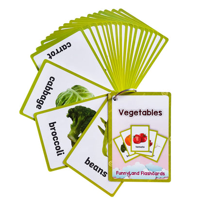 Lilias Fruits Vegetable Food Flash Cards, English Words Learning Pocket Card for Toddlers, Toddler Learning Toys, Learning Supplies for Kindergarten Preschool, 3 Themes Set, (WC003,004,005)