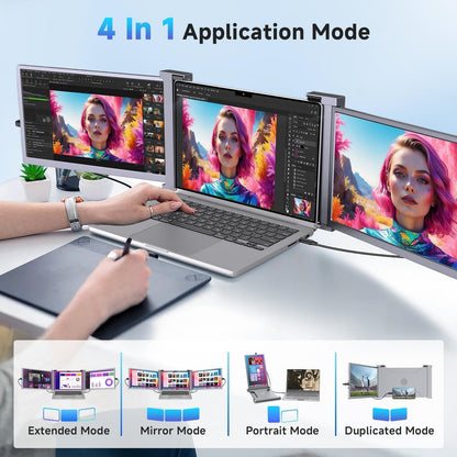 Laptop Monitor Extender, 15" 1080P FHD Triple Screen Extender for 15-17.3" Laptop, Ultra-Thin Screen Extender Portable Laptop for Study Office Gaming Business Trip Use Mac/Windows/Chrome (15.2 Inches)