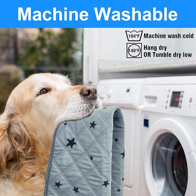 RIOUSSI Washable Pee Pads for Dogs, Reusable, Absorbent, Leakproof, Non Slip Pet Puppy Pads for Potty Training. Gray Stars, 72x72 Inch(1pack)