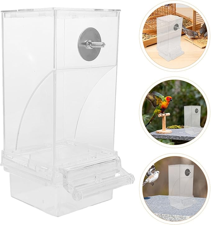 Milisten Bird Feeder Automatic No-Mess Parrot Seed Dispenser with Shell Separation for Small to Medium Birds Cage Use