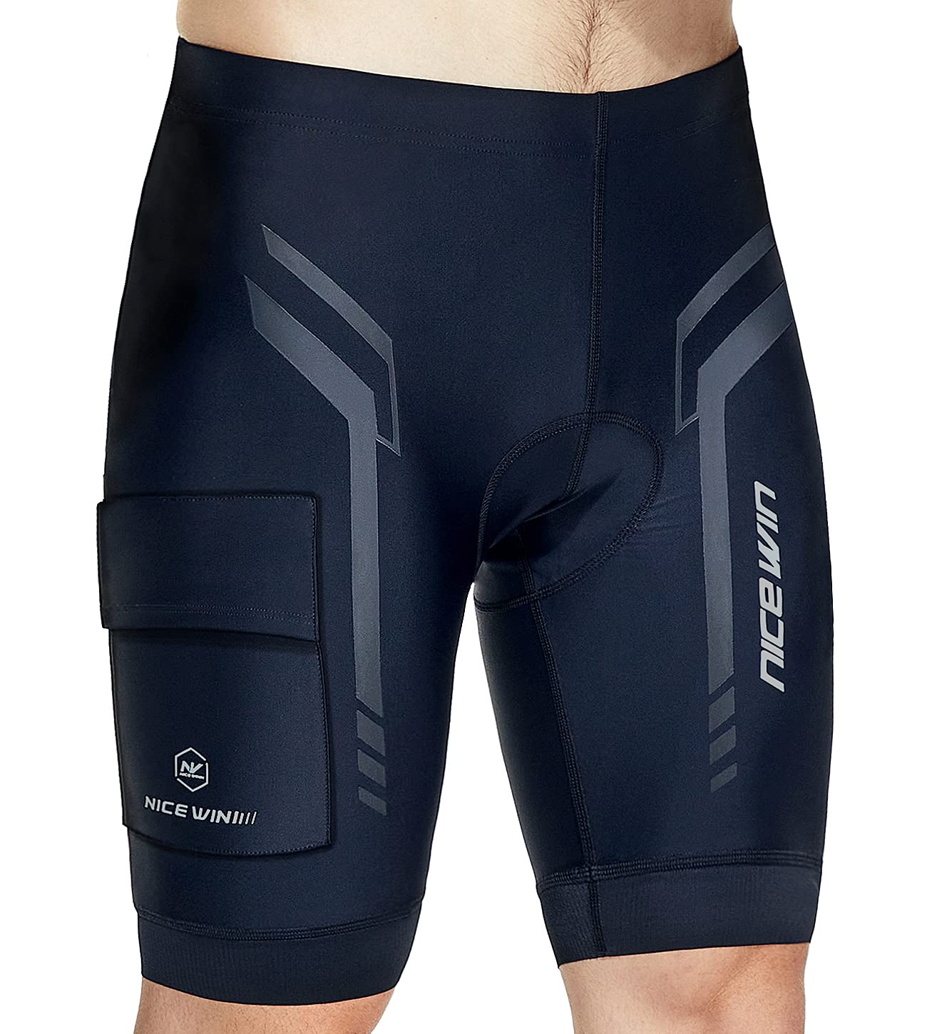 Men's Bike Shorts 4D Padded Cycling Bicycle Riding Pants Road Biking MTB Cycle Pockets Tights UPF50+ Black1 XL