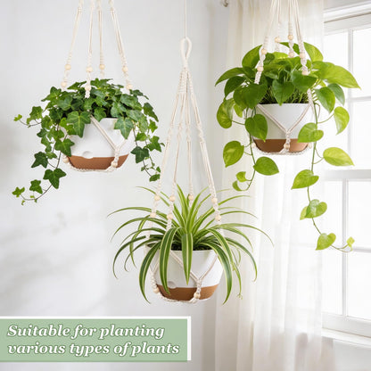 Mkono Set of 3-10 Inch Hanging Planters for Indoor Plants with Self Watering, Outdoor Hanging Plant Pot with Macrame Plant Hangers, 2 Kinds Hanging Basket for Garden Home Ceiling Window Decor
