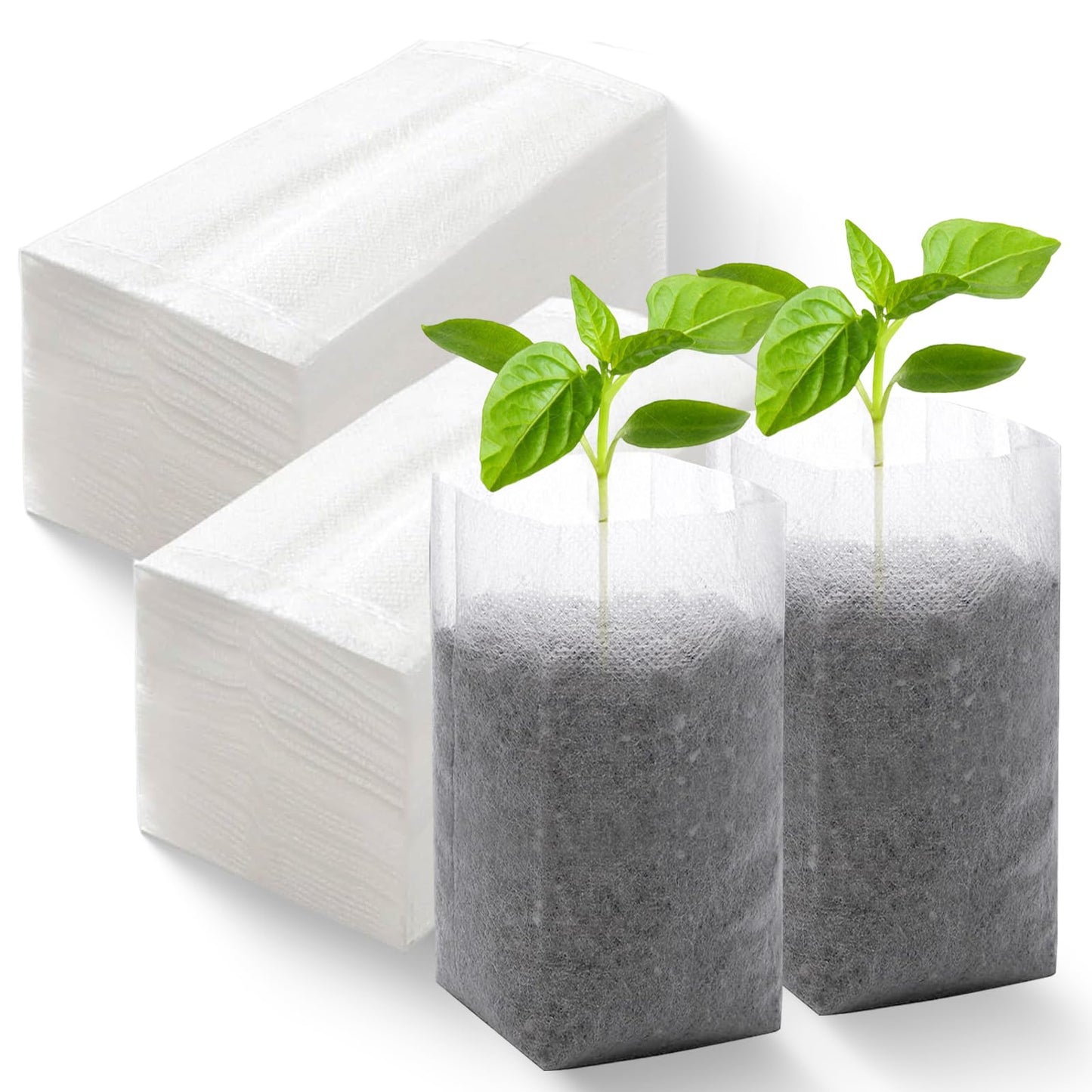 DFKPVBHB Plant Grow Bags 11"x11"100pcs Biodegradable Planting Bags Seed Starter Pots Non-Woven Seedling Nursery Pots Home Garden Supply for Vegetable Flower Fruit Tree