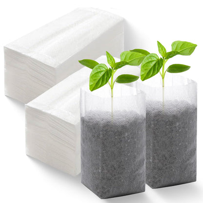 DFKPVBHB Plant Grow Bags 11"x11"100pcs Biodegradable Planting Bags Seed Starter Pots Non-Woven Seedling Nursery Pots Home Garden Supply for Vegetable Flower Fruit Tree